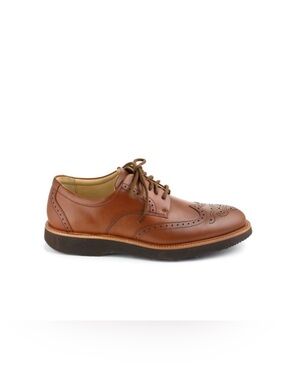 SAMUEL HUBBARD Men's 10 Shoes "Tipping Point" Brogue Wingtip Whiskey Tan Leather